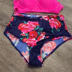Two Piece Bikini Set Full Coverage Swimsuit Tummy Control Padded M